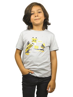 ASG Tekstil Gri Renk Hello Zürafa Kısa Kol Çocuk T-Shirt
