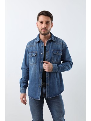 Banny Jeans Erkek Mavi Jean Gömlek