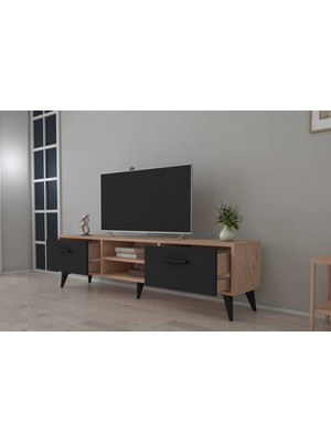 Esn Home Ferrara 180 cm Tv Sehpası - Atlantik Çam - Siyah