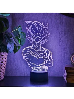 Lerad-Lazer Art Goku Saiyan Dragon Ball Z Gece Lambası. 16 Renk+ Dokunmatik ve Uzaktan Kumandalı Işık. Hediye Olarak Mükemmeldir.