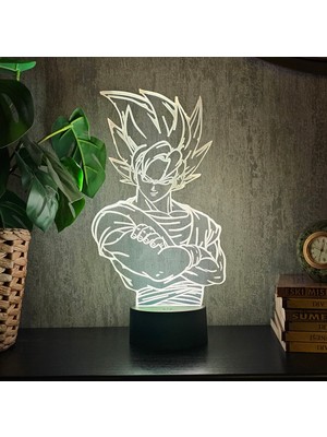 Lerad-Lazer Art Goku Saiyan Dragon Ball Z Gece Lambası. 16 Renk+ Dokunmatik ve Uzaktan Kumandalı Işık. Hediye Olarak Mükemmeldir.