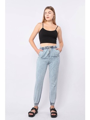 Banny Jeans Kadın Lastikli Jogger Pantolon Açık Mavi