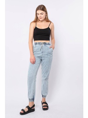 Banny Jeans Kadın Lastikli Jogger Pantolon Açık Mavi