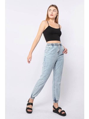 Banny Jeans Kadın Lastikli Jogger Pantolon Açık Mavi