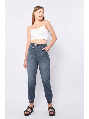 Banny Jeans Kadın Lastikli Jogger Pantolon Mavi