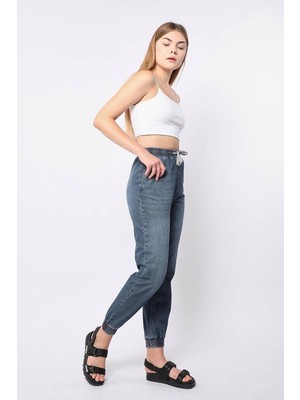 Banny Jeans Kadın Lastikli Jogger Pantolon Mavi