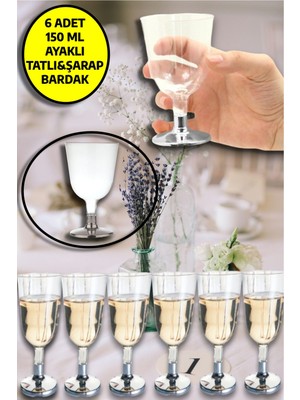 6'lı Plastik Gümüş Ayaklı Tatlı ve Şarap Kadehi Parti Team Bride Kadeh Seti