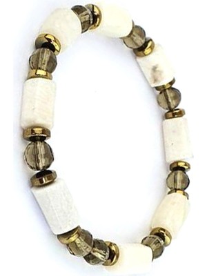 Ose Shop Ay taşı hematit ve Dumanlı Kuvars Taşlı El İşi Bileklik