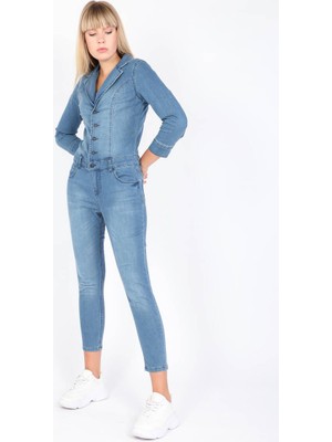 Banny Jeans Kadın Jean Tulum Pantolon Mavi