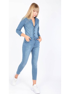 Banny Jeans Kadın Jean Tulum Pantolon Mavi