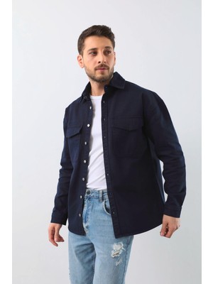 Banny Jeans Erkek Oversize Jean Gömlek Lacivert