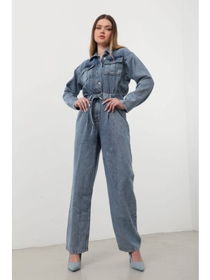 Banny Jeans Kadın Oversize Jean Tulum Mavi