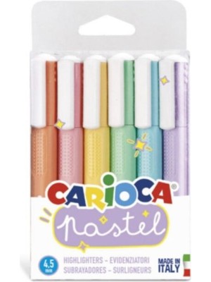 Carioca Pastel Renkli Işaretleme Kalemi 6'lı 4.5 mm Kalınlık Su Bazlı Yıkanabilir