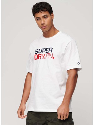 Superdry Bisiklet Yaka Baskılı Beyaz Erkek T-Shirt M6010811AT7X_SPORTSWEAR Logo Loose