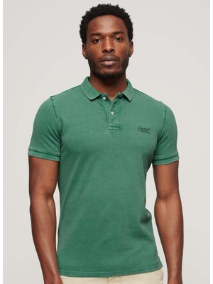 Superdry Düz Yeşil Erkek Polo T-Shirt M1110345A2LU_VINT Destroy Polo