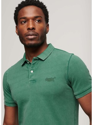 Superdry Düz Yeşil Erkek Polo T-Shirt M1110345A2LU_VINT Destroy Polo