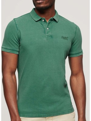 Superdry Düz Yeşil Erkek Polo T-Shirt M1110345A2LU_VINT Destroy Polo