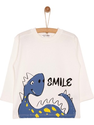 Hello Baby Smiley Dino Erkek Uzun Kol Tshirt Erkek Bebek