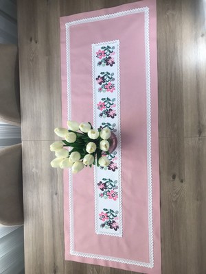 Analı Kızlı Çeyiz Kanaviçe Işli Runner