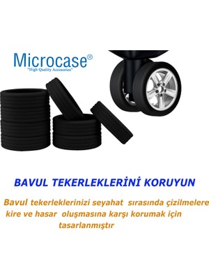 Microcase Silikon Aşınmaya Dayanıklı Ses Önleyici Bavul Tekerlek Kılıfı Düz KALIP-AL4548 4 Adet Siyah