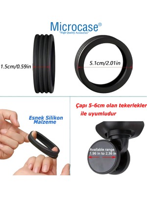 Microcase Silikon Aşınmaya Dayanıklı Ses Önleyici Bavul Tekerlek Kılıfı Düz KALIP-AL4548 8 Adet Siyah