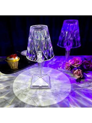 Powermaster Kumandalı Kristal Dev Masa Lambası Rgb USB Charging Multi Color Rose Diamond Table Lamp