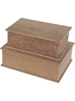 Altınyapı Hobi Market Şapkalı Ikili Dikdörtgen Kutular Mdf Boyasız