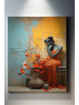 Suala Yalnız Kadın Ve Çiçeği Tablosu-1678