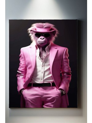 Suala Pembe Smokinli Şempanze Tablosu-1991