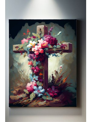 Suala Mezarda Haç Ve Çiçekler Tablosu-1668