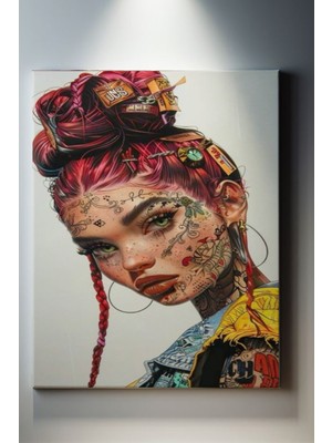Suala Dövmeli Kızıl Saçlı Kız Tablosu-2171
