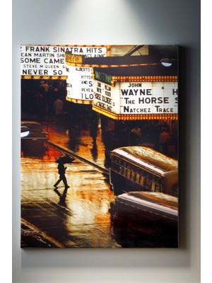 Suala New York'ta Yağmurlu Bir Gecede Sinema Sokağı Tablosu-2154