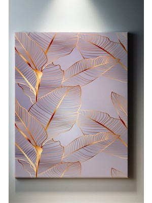 Suala Gold Temalı, Yaprak Desenli Tablo-626