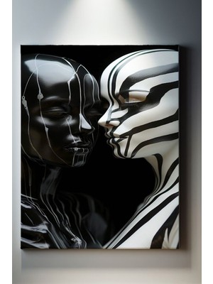 Suala Siyah Ve Beyaz Kadın Tablosu-1558