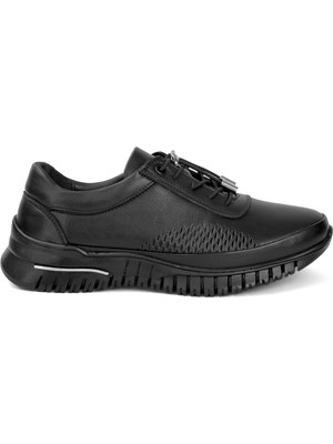 Voyager Voyager 9407 Kadın  Deri Comfort Casual Ayakkabı Siyah