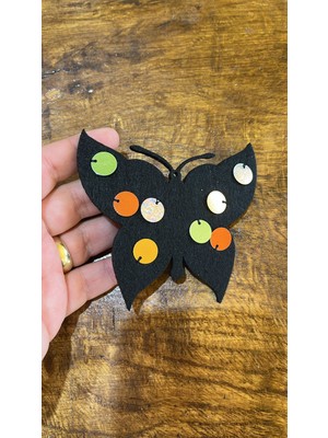 Gönülden Tasarım 9x7 cm Keçe Pul Payetli Kelebek Arma Dikiş Aplike