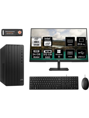 Hp Pro Tower 290 G9 Intel Core I3 12100 24GB 524GB SSD 21.5" Fhd Monitör 6D3A1EA W11H Masaüstü Bilgisayar & Per4 USB Bellek 6D3A1EAMNT372