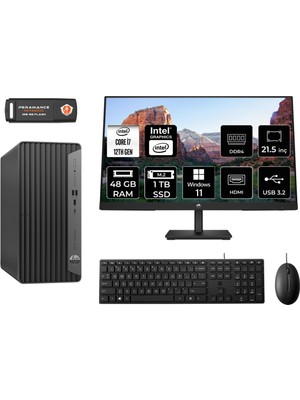 Hp Pro Tower 400 G9 Intel Core I7 12700 48GB 1tb SSD 21.5" Fhd Monitör 6U3M9EA W11H Masaüstü Bilgisayar & Per4 USB Bellek 6U3M9EAMNT393