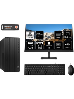 Hp Pro Tower 290 G9 Intel Core I5 12500 12GB 2tb SSD RX550/4GB 21.5" Fhd Monitör W11H 6D3A5EA Masaüstü Bilgisayar & Per4 USB Bellek 6D3A5EAMNT1359