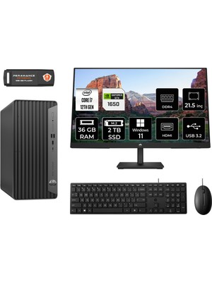 Hp Pro Tower 400 G9 Intel Core I7 12700 36GB 2tb SSD GTX1650/4GB 21.5" Fhd Monitör W11H 6U3M9EA Masaüstü Bilgisayar & Per4 USB Bellek 6U3M9EAMNT4384