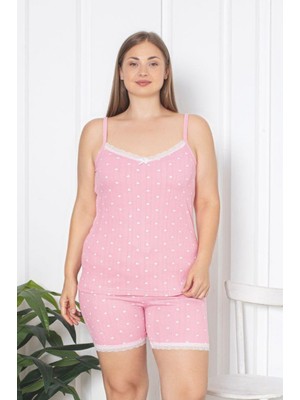 Farya Home X-Dreamy Büyük Beden Dantelli Desenli Askılı Şortlu Pegasus Pijama Takımı