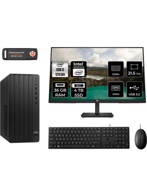 Hp Pro Tower 290 G9 Intel Core I3 12100 36GB 4tb SSD 21.5" Fhd Monitör 6D3A1EA Fdos Masaüstü Bilgisayar & Per4 USB Bellek 6D3A1EAMNT335