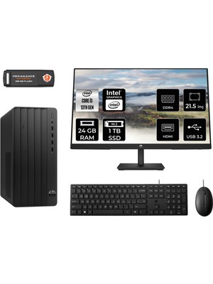 Hp Pro Tower 290 G9 Intel Core I3 13100 24GB 1tb SSD 21.5" Fhd Monitör 8T2X0ES Fdos Masaüstü Bilgisayar & Per4 USB Bellek 8T2X0ESMNT323