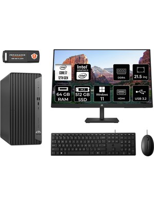 Hp Pro Tower 400 G9 Intel Core I7 12700 64GB 512GB SSD 21.5" Fhd Monitör 6U3M9EA W11H Masaüstü Bilgisayar & Per4 USB Bellek 6U3M9EAMNT397