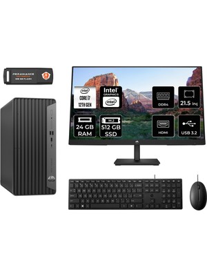 Hp Pro Tower 400 G9 Intel Core I7 12700 24GB 512GB SSD 21.5" Fhd Monitör 6U3M9EA Fdos Masaüstü Bilgisayar & Per4 USB Bellek 6U3M9EAMNT322