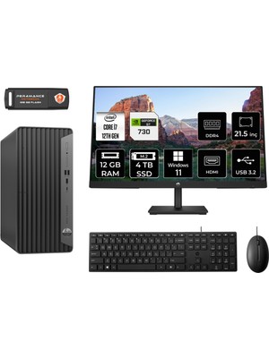 Hp Pro Tower 400 G9 Intel Core I7 12700 12GB 4tb SSD GT730/4GB 21.5" Fhd Monitör W11P 6U3M9EA Masaüstü Bilgisayar & Per4 USB Bellek 6U3M9EAMNT2410