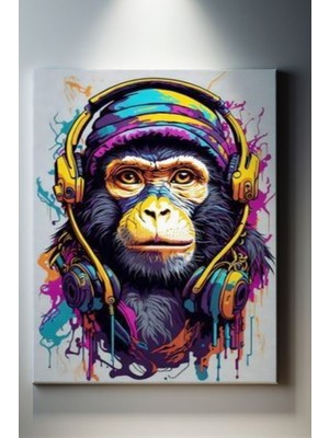 Suala Pop Art Müzil Dinleyen Maymun Tablosu-1997