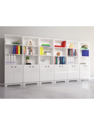 Nur Mobilya 6'lı Kitaplık Seti Ofis Dolabı Kütüphane