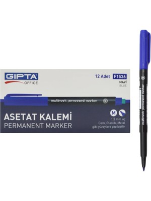 Gıpta Permanent Asetat Kalemi Silgili M Uç Mavi 12 Adet F1536