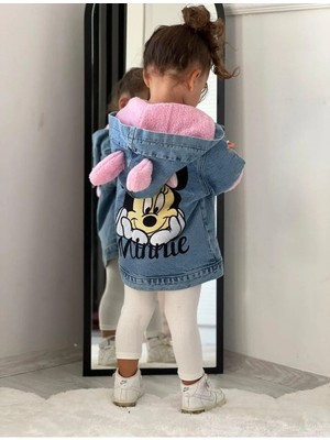 Dudor Kids Kız Çocuk Minnie Kalın Welsoftlu Kapüşonlu Kot Mont